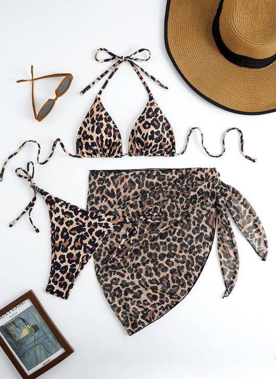 Damen Triangel-Bikini mit floralem Muster und zartem Cover-Up R&B