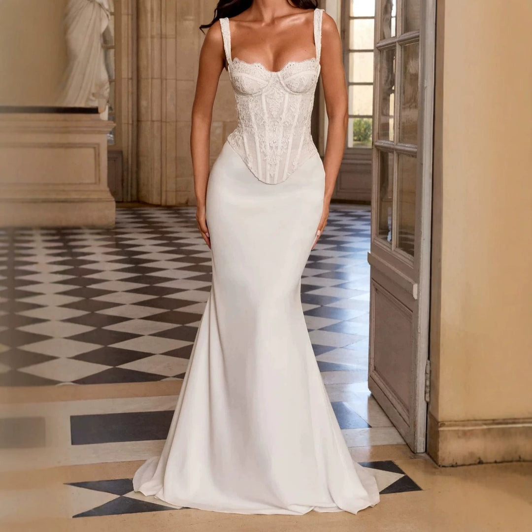 Damen Elegantes Hochzeitskleid mit Korsett-Detail R&B