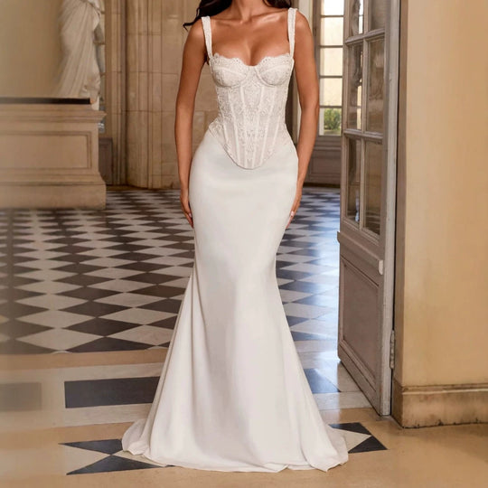 Damen Elegantes Hochzeitskleid mit Korsett-Detail R&B