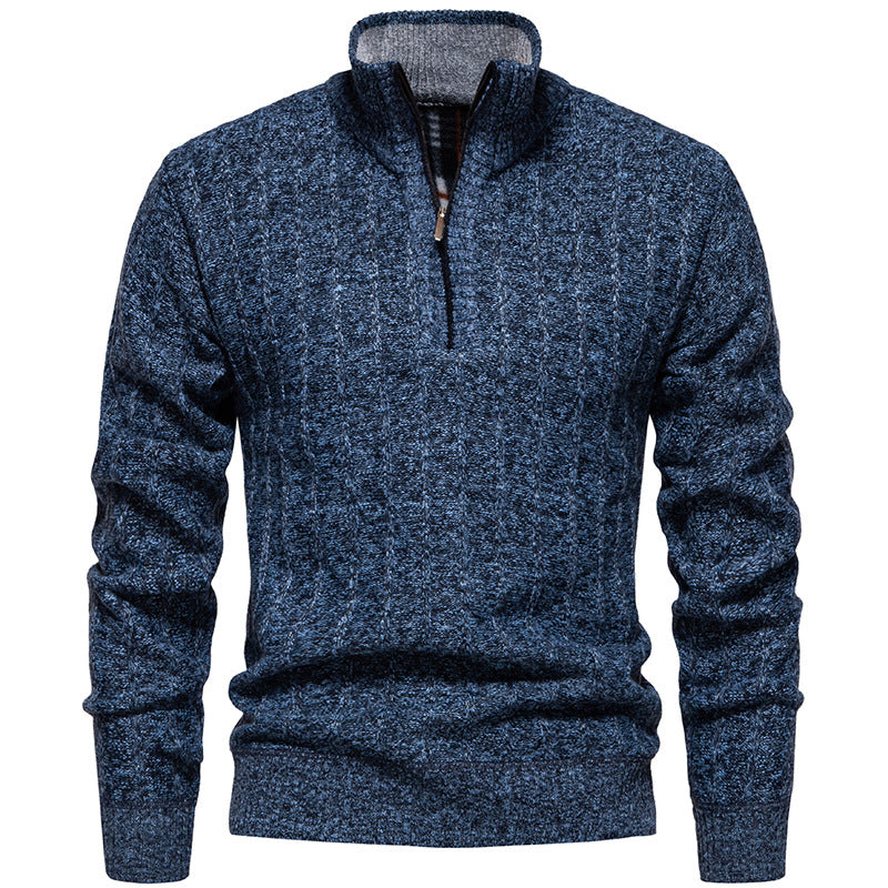 Herren Pullover mit Stehkragen und Zipper R&B