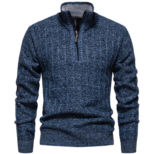 Herren Pullover mit Stehkragen und Zipper R&B