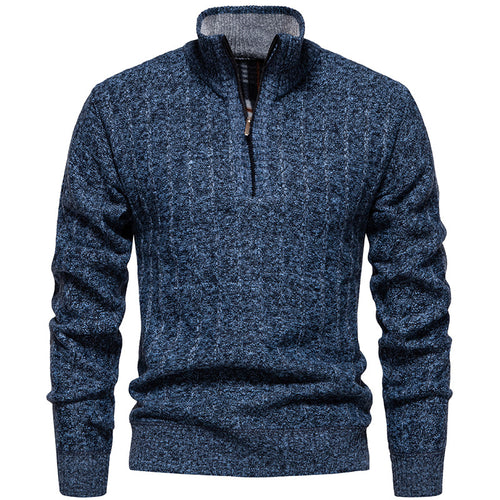 Herren Pullover mit Stehkragen und Zipper R&B