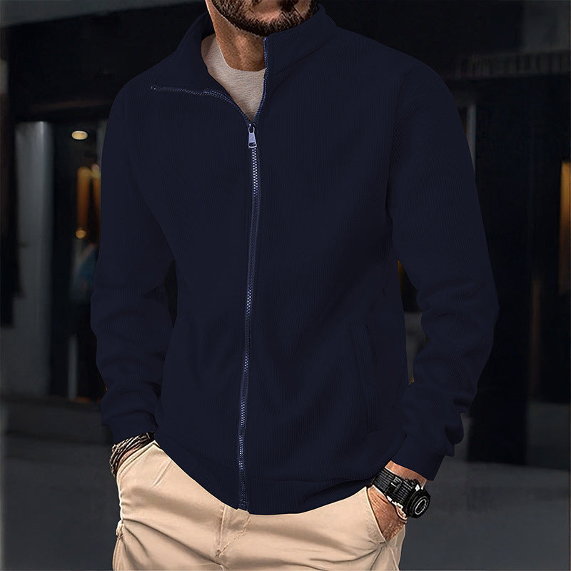 Herren Stylische Jacke mit Reißverschluss und hohem Kragen R&B