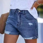 Damen Denim-Shorts im modischen Destroyed-Look mit lässigem Schnitt R&B