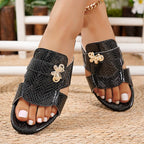 Damen elegantes Slide-Pantoletten mit luxuriösem Blumenakzent R&B