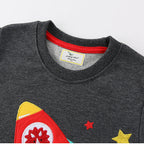 Kinder Sweatshirt mit kreativem Raketen- und Tierdesign R&B
