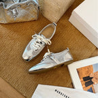 Damen sportive Ballerinas mit atmungsaktivem Netzdesign und glänzender Oberfläche