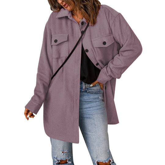 Damen Overshirt-Jacke mit praktischen Brusttaschen und schickem Schnitt R&B