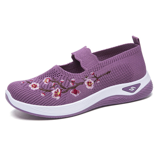 Damen modische Stoffschuhe mit elastischem Riemen und floralem Design R&B