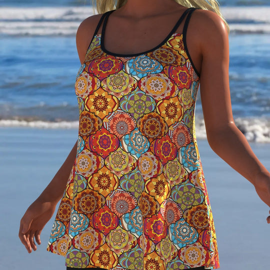Damen Schwimmanzug mit modischem A-Linien-Schnitt und floralem Design R&B