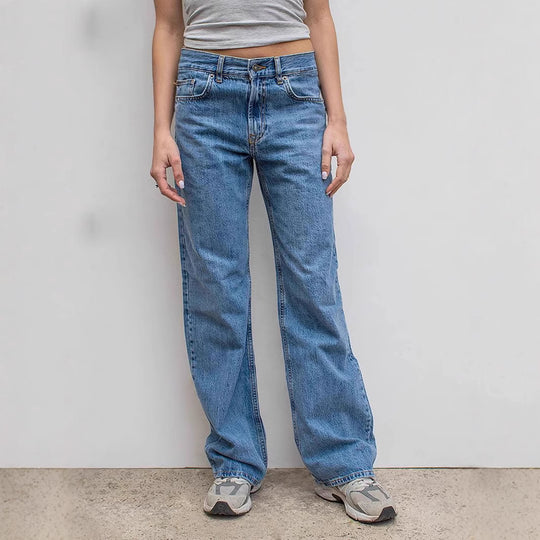 Damen Weite High-Waist Jeans im Used-Look