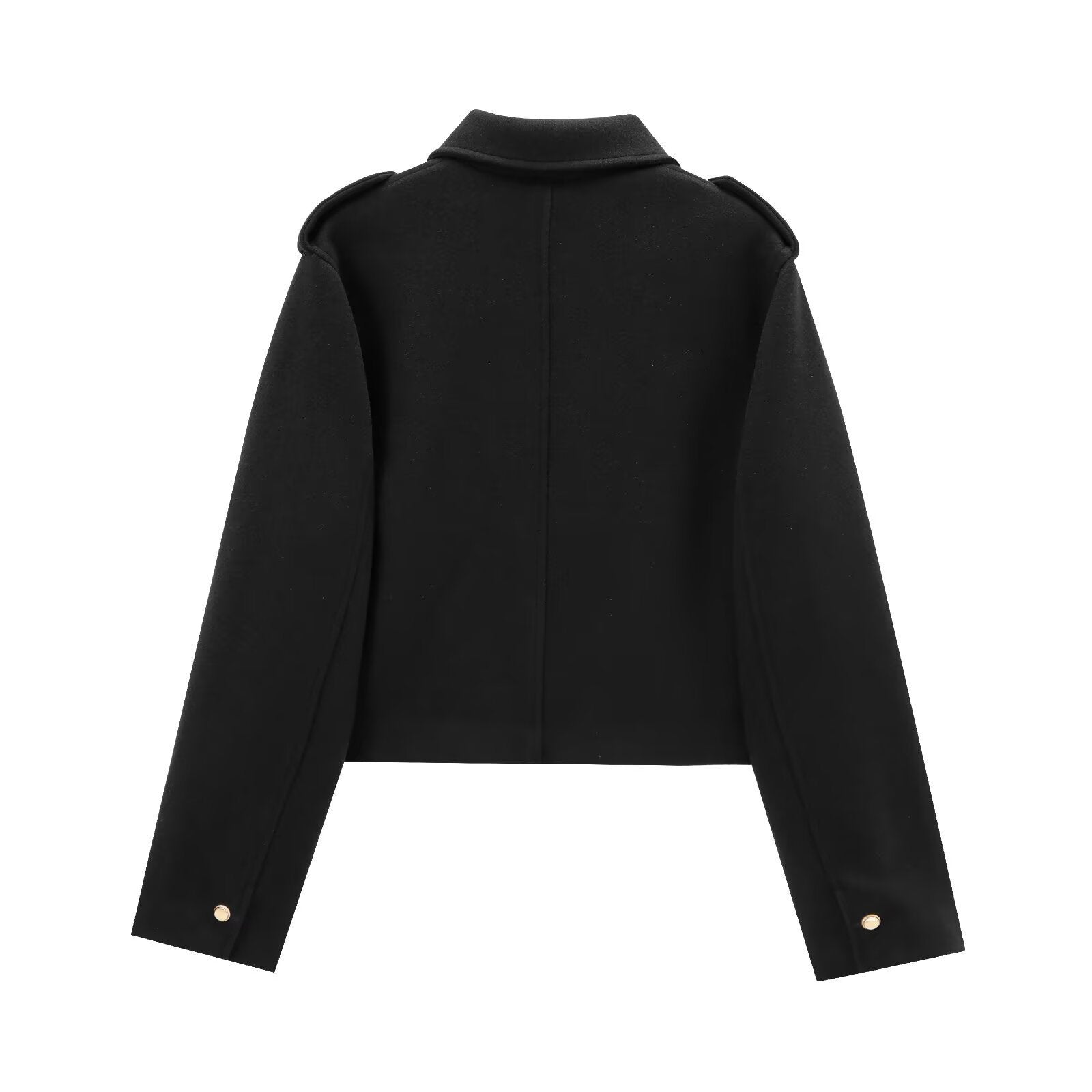 Damen moderne cropped Jacke mit goldenen Druckknöpfen R&B