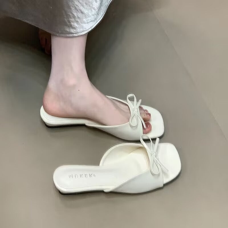 Damen elegante Slingback-Sandalen mit verspieltem Schleifen-Detail EB