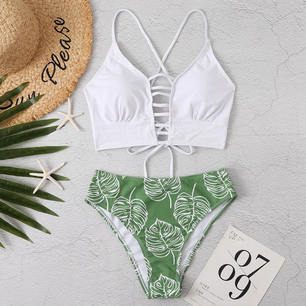 Damen Bikini-Set mit verspieltem Rüschendesign und hoch geschnittenen Höschen R&B