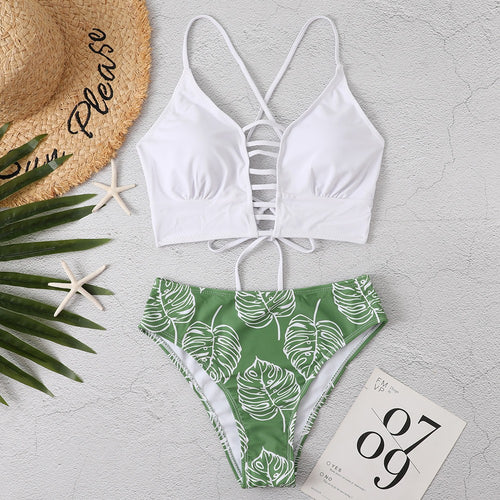 Damen Bikini-Set mit verspieltem Rüschendesign und hoch geschnittenen Höschen R&B