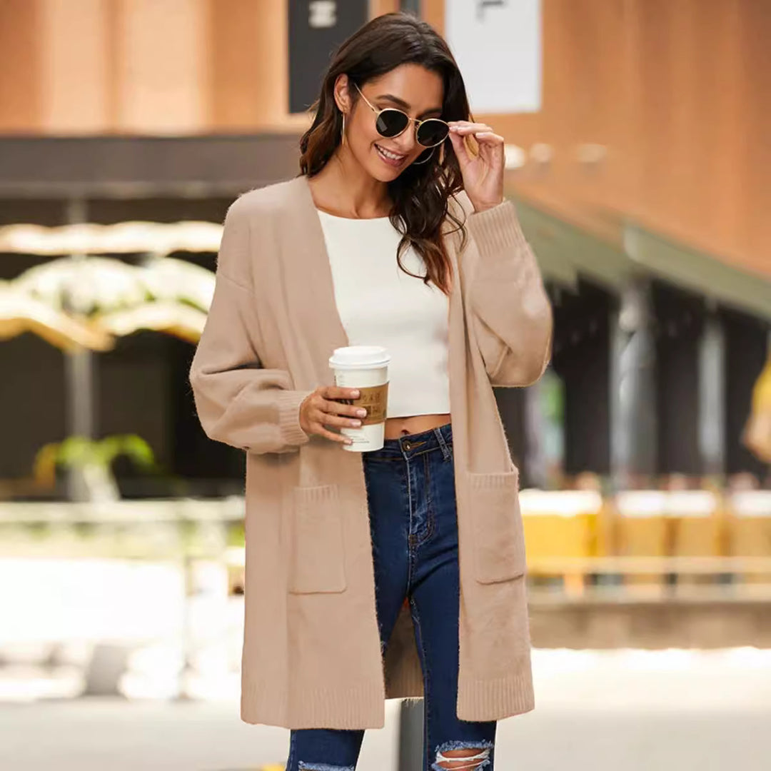 Damen Strickmantel mit bequemen, oversized Ärmeln und praktischen Taschen R&B