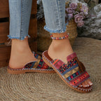 Damen bequeme Pantoletten mit buntem Streifen-Design und Quasten-Detail R&B