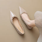 Damen spitze Ballerinas mit stylishen Nietenapplikationen