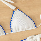 Damen Triangel-Bikini-Set mit stilvollen Verzierungselementen und verstellbaren Trägersystem R&B