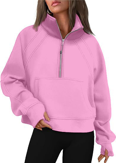Damen Hoodie mit hohem Kragen und Reißverschluss