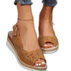 Damen Wedge-Sandalen mit elegantem Lochmuster und komfortabler Fußbettung R&B