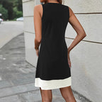 Damen ärmelloses Sommerkleid mit modischem Reißverschluss und Kontrastdetails R&B