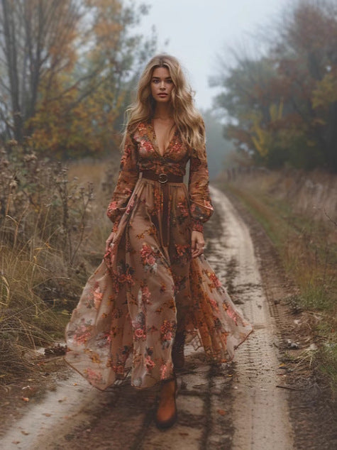 Boho Maxikleid mit V-Ausschnitt | R&B