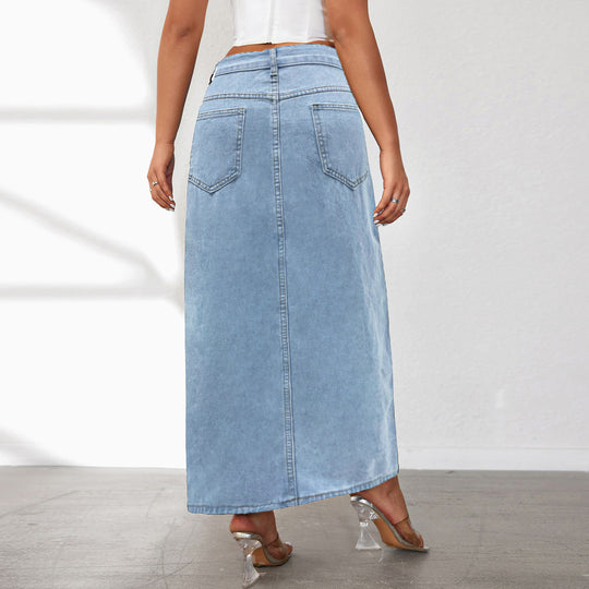 Damen Jeansrock mit hohem Schlitz und lässigem Schnitt R&B