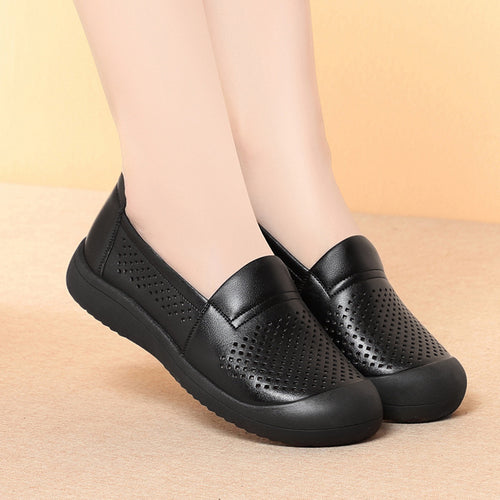 Damen bequeme Slip-On Schuhe mit atmungsaktivem Lochdesign und rutschfester Sohle R&B
