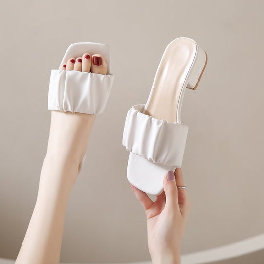 Damen elegante Mules mit modischer Raffung R&B