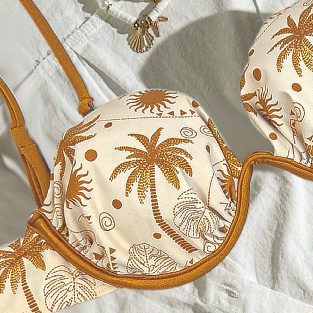 Damen Bikini-Set mit verstellbaren Trägern und charmanten Muschelverzierungen R&B