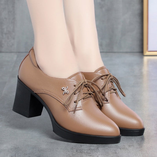 Damen Elegante Schnür-Pumps mit klassischem Blockabsatz und modischer Spitzensilhouette R&B