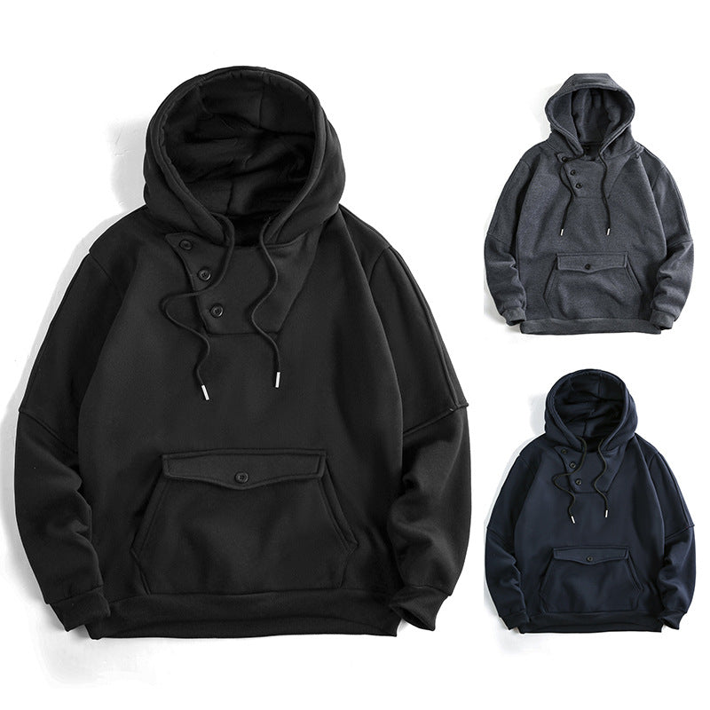 Herren lässiger Kapuzenpullover mit Knopfdetails und praktischen Taschen R&B