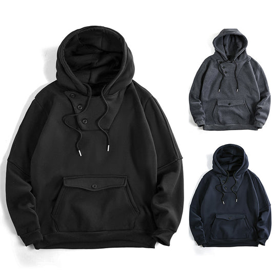 Herren lässiger Kapuzenpullover mit Knopfdetails und praktischen Taschen R&B
