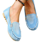 Damen bequeme Mokassins aus Denim mit dekorativen Details R&B