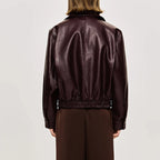 Damen Kunstlederjacke mit modischem Oversize-Schnitt und elastischem Bund R&B