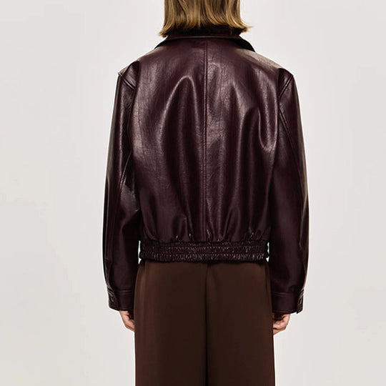 Damen Kunstlederjacke mit modischem Oversize-Schnitt und elastischem Bund R&B