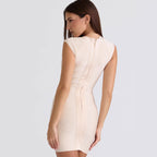 Damen Figurbetontes Minikleid mit tiefem V-Ausschnitt und elegantem Taillierungsdesign EB