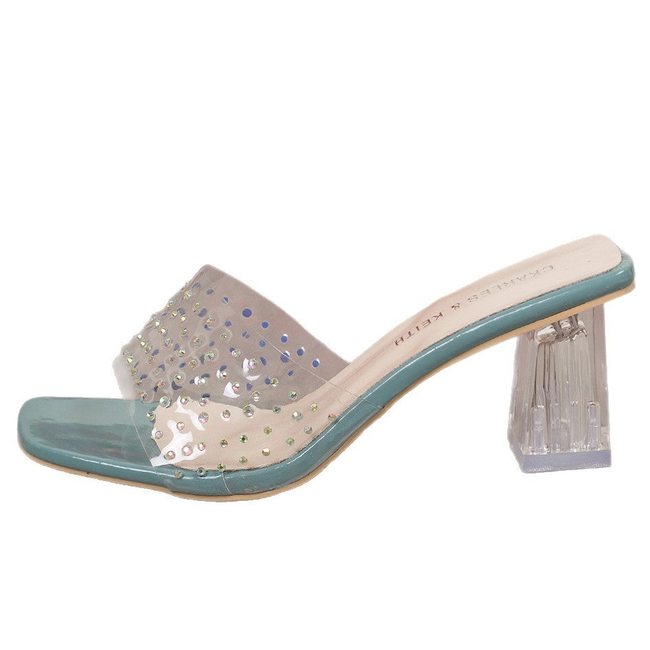 Damen Glamouröse Plateau-Sandaletten mit transparentem Riemchen und funkelndem Strass R&B