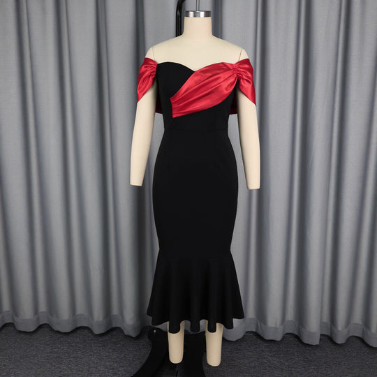 Damen Elegantes schnittloses Abendkleid mit voluminösem Taillenvolant R&B