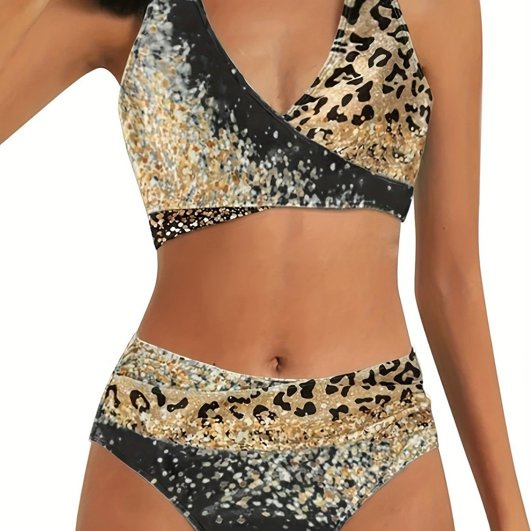 Damen Hochtailliertes Bikiniset mit verspieltem Knoten und schimmernden Akzenten R&B
