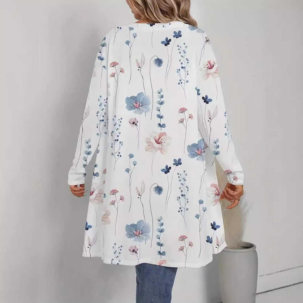 Damen Blütenmotiv Cardigan mit weitem Schnitt R&B
