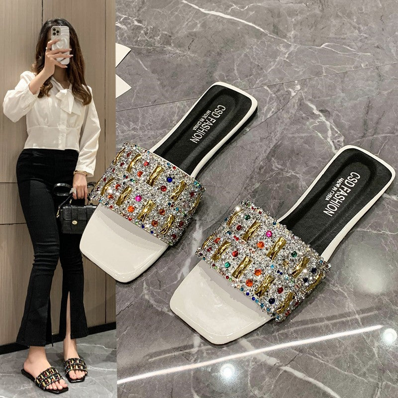Damen Glamouröse Slipper mit funkelndem Strass R&B