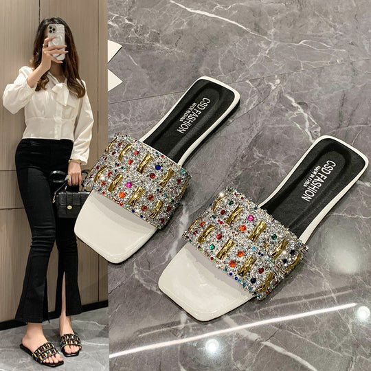 Damen Glamouröse Slipper mit funkelndem Strass R&B