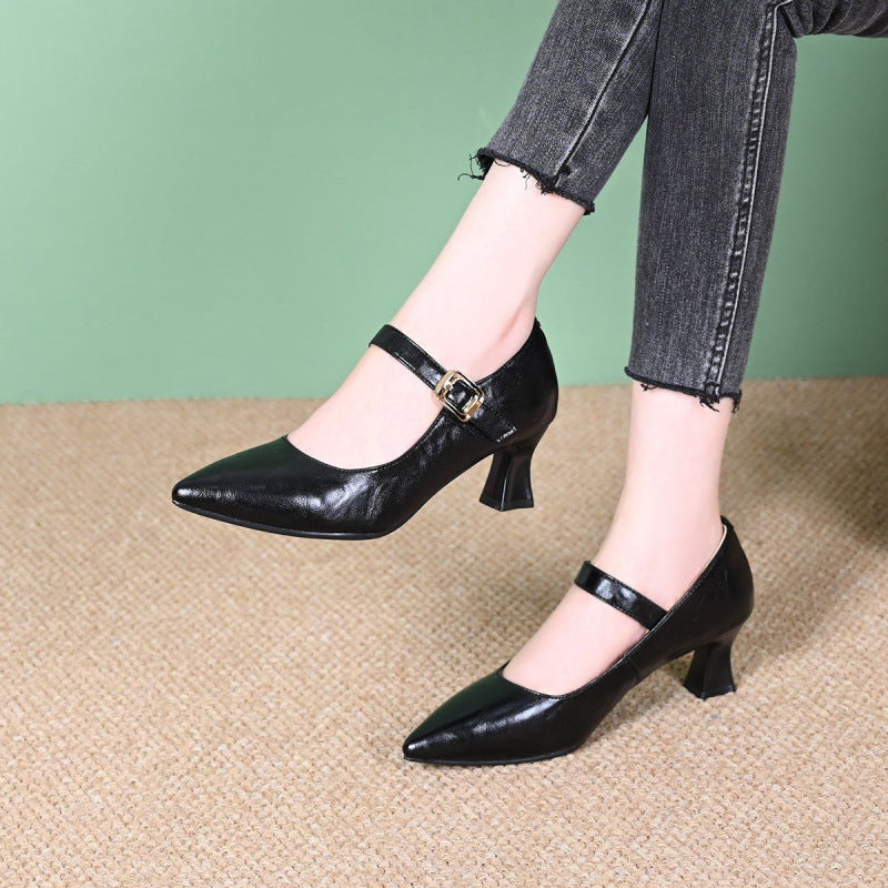 Damen Elegante Slingback-Pumps mit zartem Riemen und hochwertiger Schnalle R&B