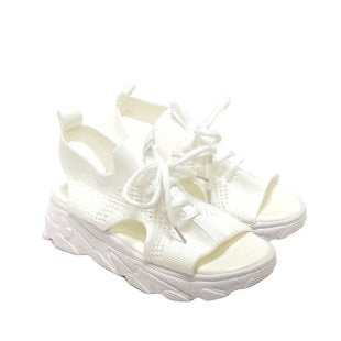 Damen sportive Sandalen mit hochgezogenem Plateau R&B