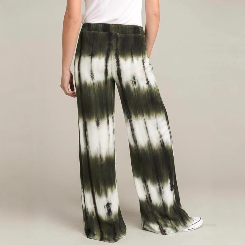Damen Weite Stoffhose mit einzigartigem Batikdesign