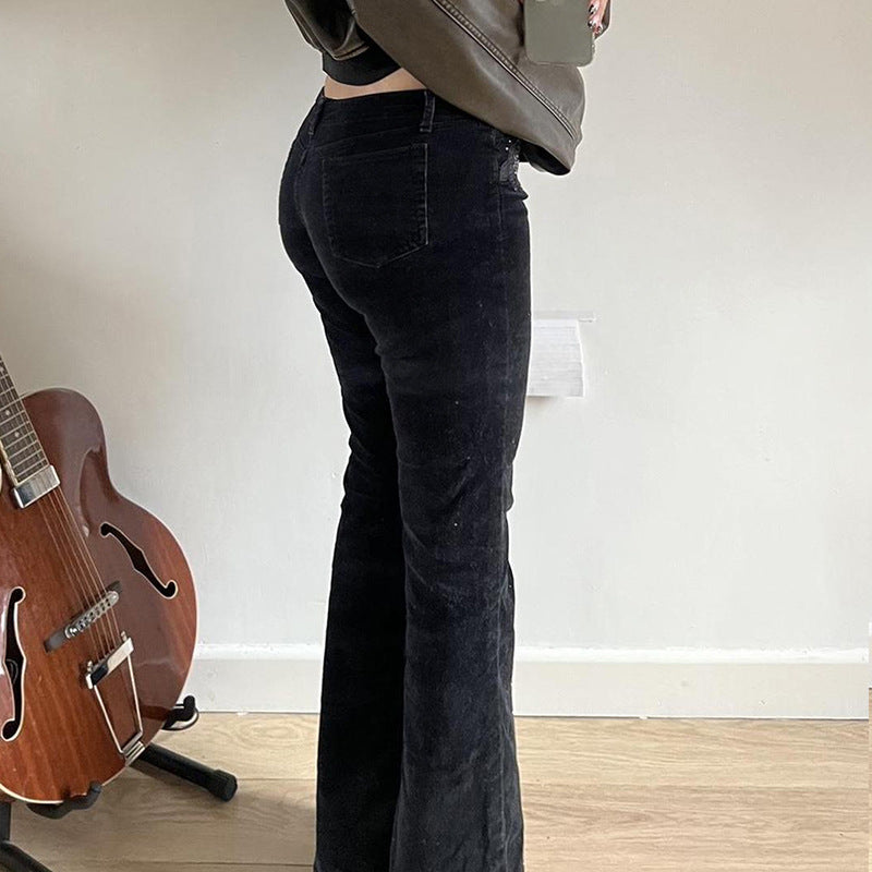Damen Flared Cordhose mit floralem Design und Glitzerakzenten R&B