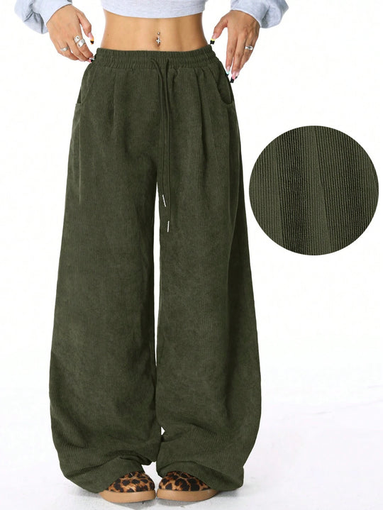 Damen Weite Cord-Hose mit elastischem Bund R&B