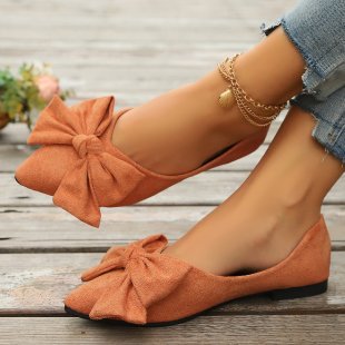 Damen nan spitze Ballerina-Slipper mit dekorativer Schleife und gepolstertem Komfortfußbett R&B